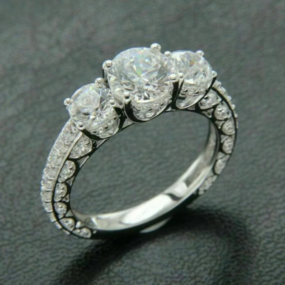 🍁925 Silver Plated Round Cut CZ Eternity Ring for Women, MARR9412